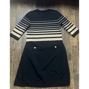 Striped Knit Black and Cream Women’s Dress